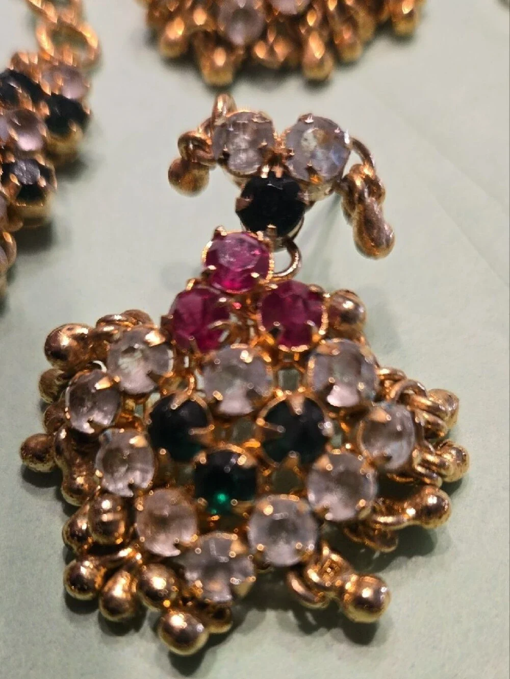 Gold-Tone Multicolor Crystal Necklace and Earring Set